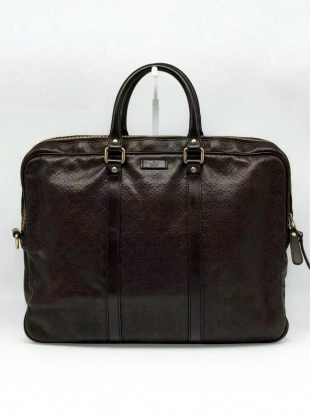 Gucci Brown GG Monogram Briefcase Handbag Top Handle